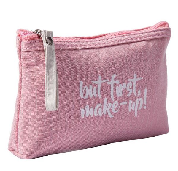 

dhl100pcs women canvas bust first makeup letter zipper cosmetic bag 5colors
