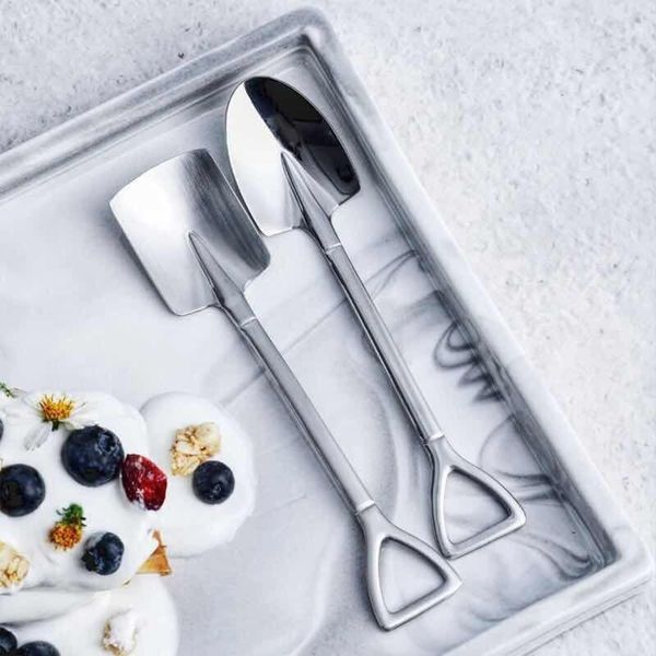 

spoons stainless steel watermelon coffee ice cream spoon square pointed shovel shape dessert scoop kitchen specialty gadget