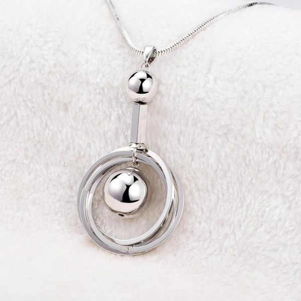

pendant necklaces luxury coffee gold statement for women vintage sweater chain jewelry silvery circle bead long necklace 2021, Silver