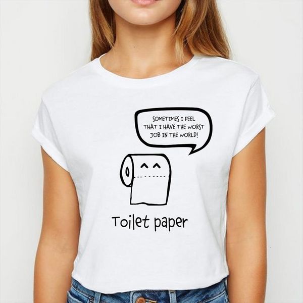 

toilet paper harajuku spring womens summer tee oversize easy matching round neck shirts, White