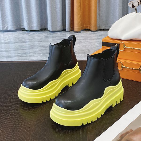 

women's sho muffin thick bottomed chelsea boots breathable in summer, Black