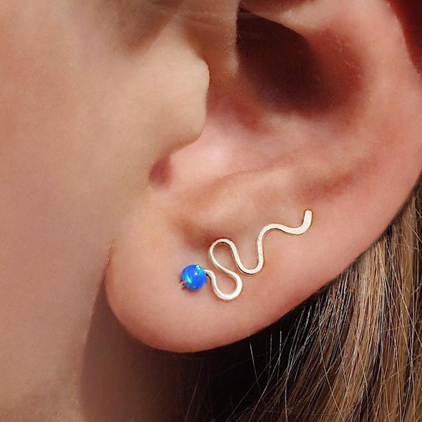 Ouro enchido orelha alpinista Opala Brincos artesanais jóias 925 prata oorbellen minimalista piercing
