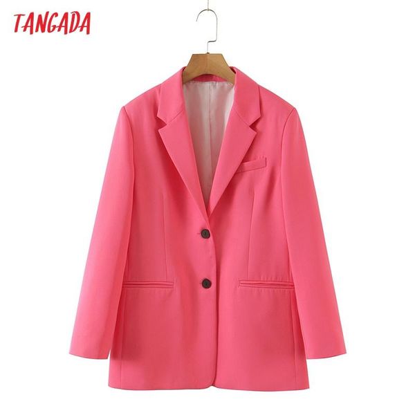 

women's suits & blazers tangada women solid pink business blazer coat vintage double breasted pocket 2021 fashion female work chic sl1, White;black