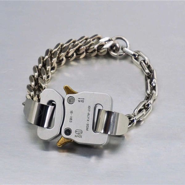 

bracelet men women mixed link cuban chain metal bracelets fine steel colorfast alyx sterling silver q0605, Black