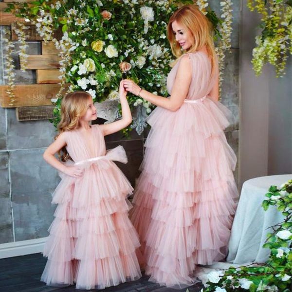 

girl's dresses glitter pink flower girl criss-cross ribbons wedding party dress bow sashes shiny celebrity princess, Red;yellow