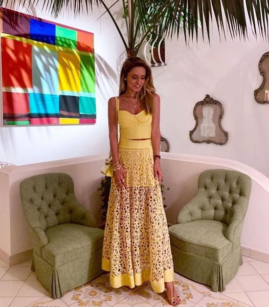 

yellow celebrity two sets rayon bandage elegant cocktail party dress bff7, White