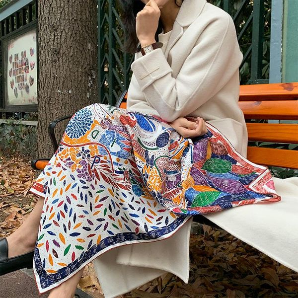 

scarves spring fashion 100% silk head women square wraps shawl 35", Blue;gray