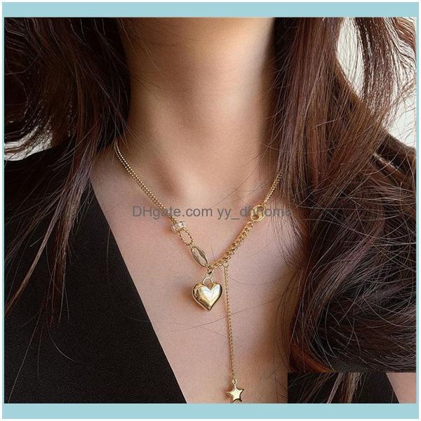 

& pendants jewelrydainty tiny heart star chokers necklaces for women fahion beaded chains link necklace retro multi layered drop delivery 20, Golden;silver