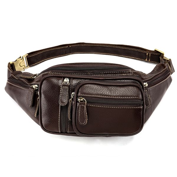 Hohe Qualität Brust Messenger Bag für Mann 8336 Leder Reise Taille Pack Fanny Pack Männer Leder Gürtel Taille Tasche Telefon beutel 210708