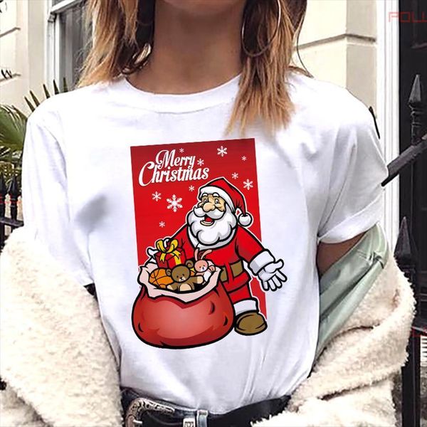 

maycaur santa claus harajuku womens t shirts fashion christmas printed white short sleeve oversized clothing