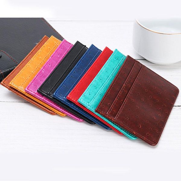 

card holders slim bank holder solid color pu traffic id cards men's simple fashion thin business travel accessories bag, Brown;gray