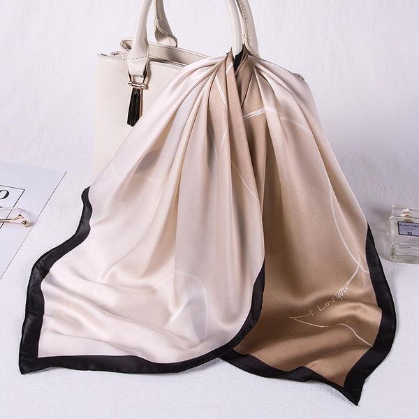 

scarves 2021 square silk scarf women bandana print bag head band fashion lady hair shawl and wraps female neckerchief hijab, Blue;gray