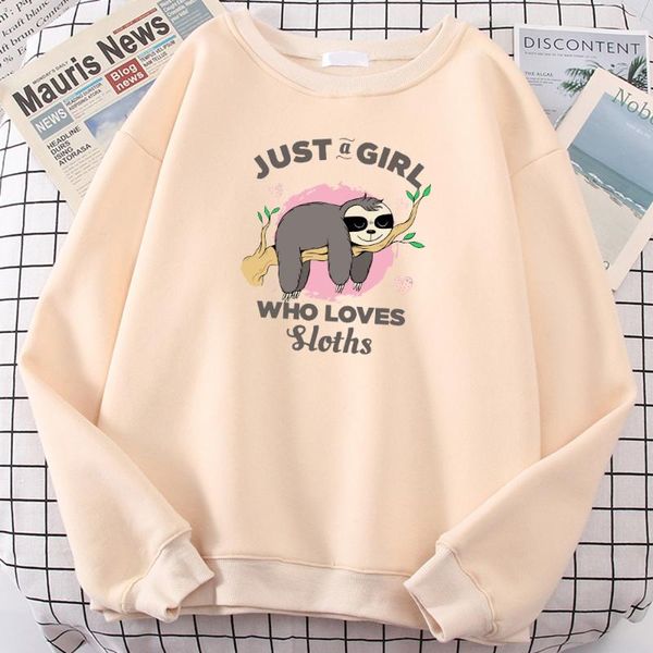 

women's hoodies & sweatshirts female hoody cute sloth lying on the tree sleeping print tracksui woman fashion casual warm fleece womens, Black