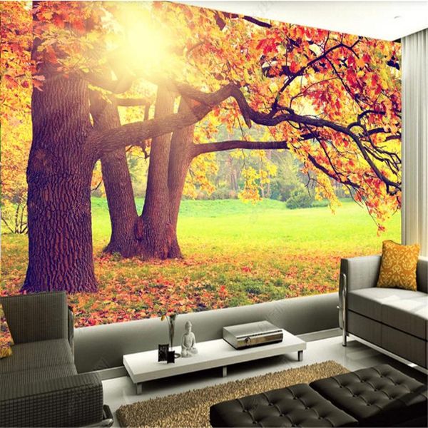 

mural wallpaper 3d for living room autumn golden tree natural scenery tv background wall papers home decor bedroom wallpapers