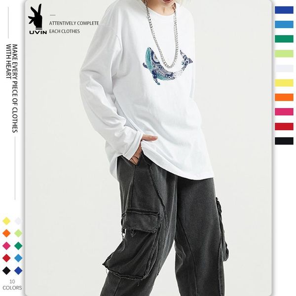 

men's t-shirts fashionable cartoon pattern long sleeve t shirt, White;black