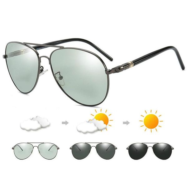 

sunglasses 2021 209 design pochromic men change color polarized driving chameleon sun glasses, White;black