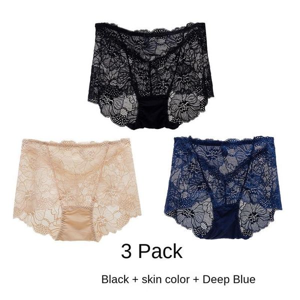 

women's panties 3 packs plus fat size mm high waist transparent ladies, Black;pink