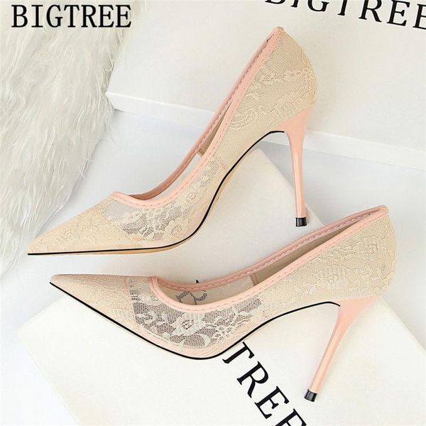 

dress shoes arrival 2021 lace extreme high heels bigtree shoen black tacones pumps women fetish chaussures femme