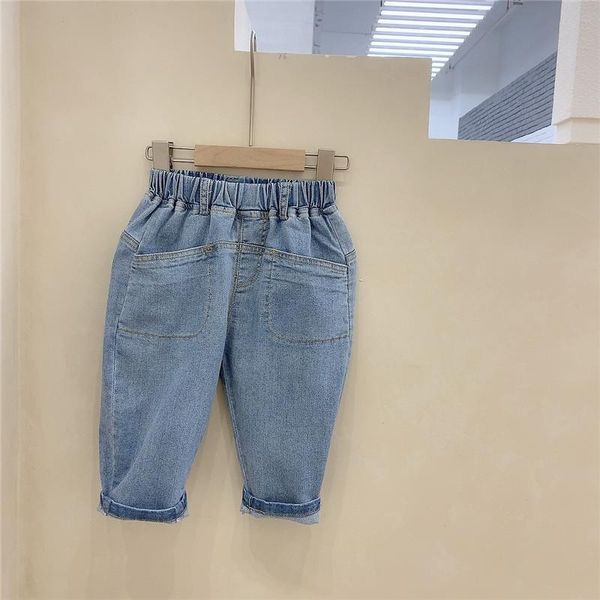 

milancel 2021 spring new kids jeans denim solid casual loose pants, Blue