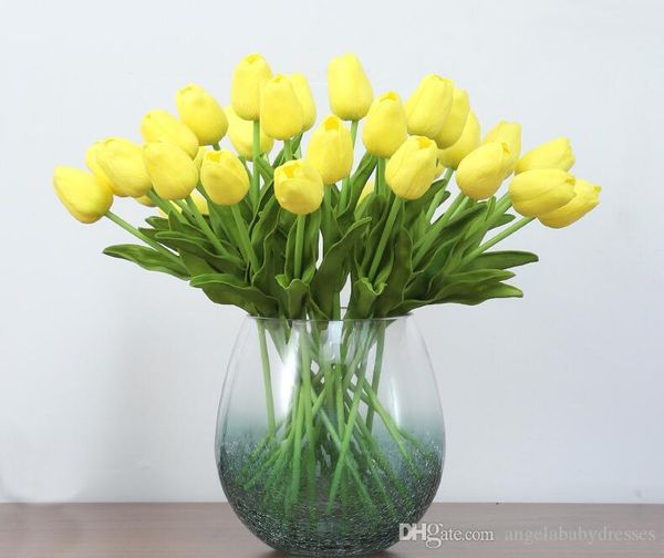 

2020 new latex tulips artificial pu flower bouquet real touch flowers for home decoration wedding decorative flowers 6 colors option