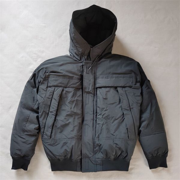 Coats kış ceketi ünlü kapüşonlu hafif ceket erkekler gri siyah 2 renk gündelik sıcak spor giyim basit marka yaka s-3xl #40826