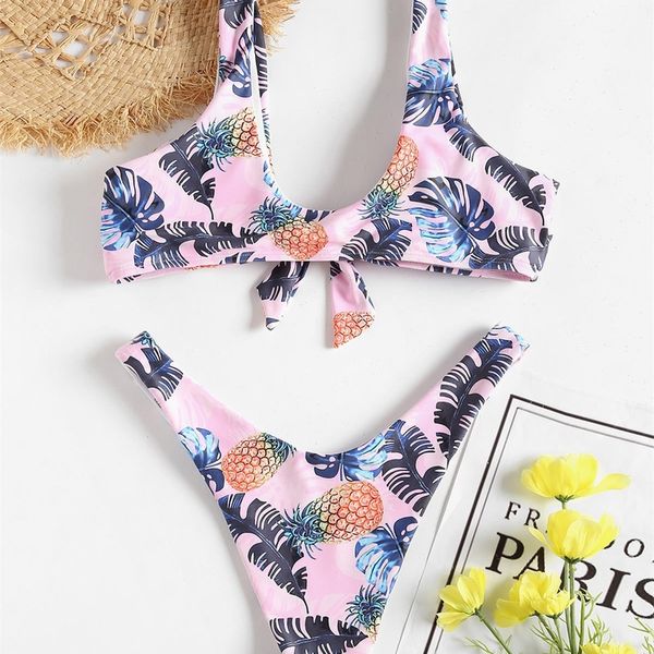 

brazilian bikini set pineapple printing bathing suit high waist women swimwear biquinis maillot de bain swimsuit