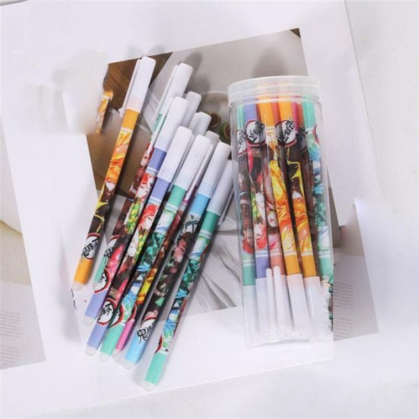 

gel pens 10pcs/set anime demon slayer blade neutral erasable pen 0.5mm student friable needle tube