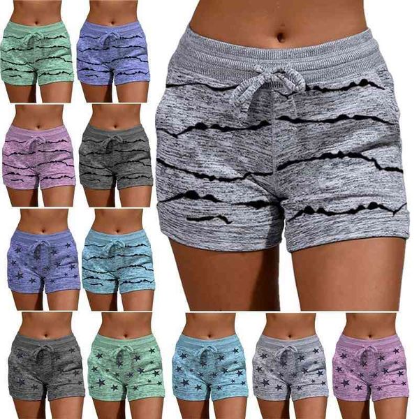 

2021 new women's lace up yoga pants leisure sports waist elastic shorts, Black