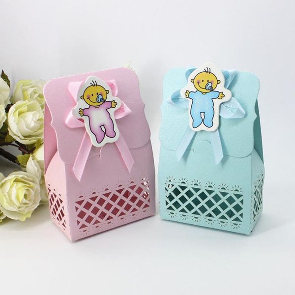 

gift wrap 24pcs paper candy box hollow design blue pink baby shower boxes party favors cute cookie chocolate
