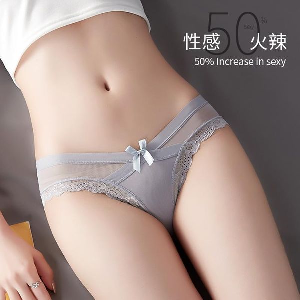 

women's panties ultra-thin women 's underwear lace summer seamless mesh low waist plus size girl bow, Black;pink