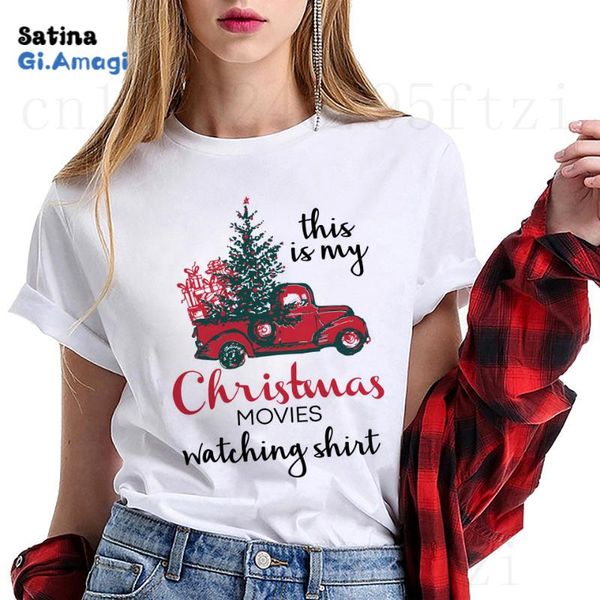 

2021 new year christmas girl fashion hiphp t-shirt short sleeve harajuku ullzang cartoon print funny santa claus tee, White