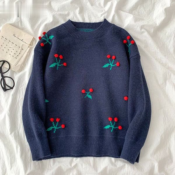 

the neck neck, long sleeve, woman's knitted shirt print loosely pull femme winter coat 2021 new sueter o3r8, White;black