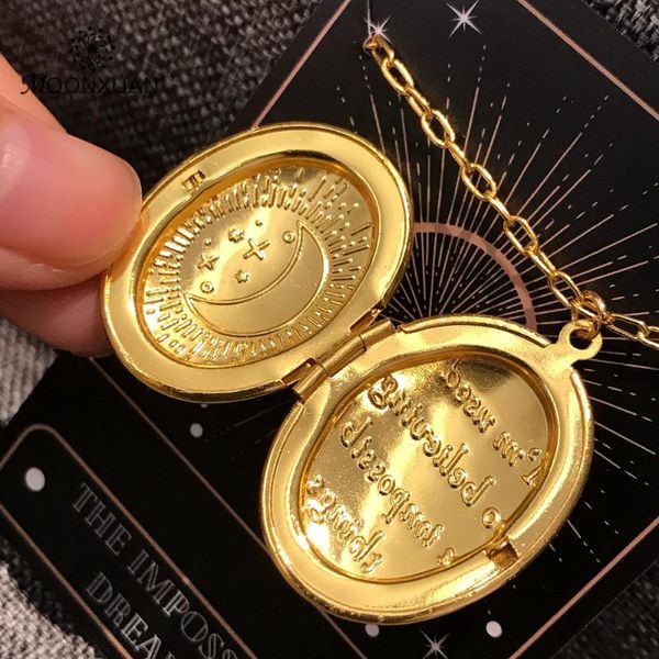 

pendant necklaces copper oval moon star necklace petite elliptical po phase box diy fragrance essential oil diffuser for women, Silver