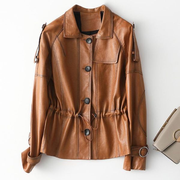 

women's leather & faux fund of 2021 autumn winters is female brief paragraph single-breasted motorcycle suit haining wholesale, Black