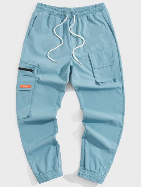 

men letter patched drawstring cargo pants g9ww#, Black