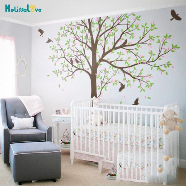 Adesivos de Parede Grande Árvore De Berçário Decalque Home Kids Sala Decoração Vivendo Adesivo Costura Murais BB076