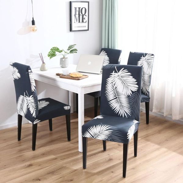 

chair covers leaves printed elastic cover spandex removable for kitchen el wedding banquet home decor