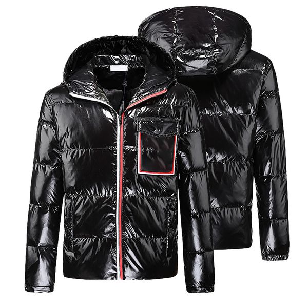 

designer monclair mens down jacket embroidered letter logo lovers medium long bright face knee length white duck downs warm jackets clothing, Black