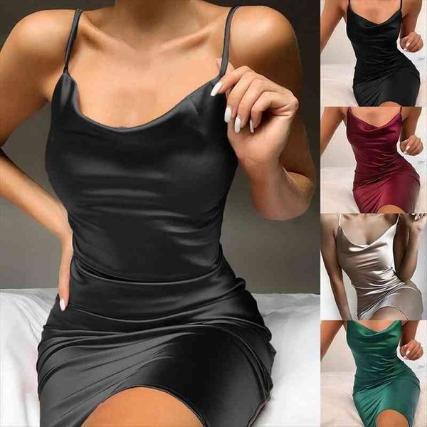 

summer sleeveless spaghetti strap black womens dresses silk long backless elegant satin bodycon party woman split midi, Black;gray