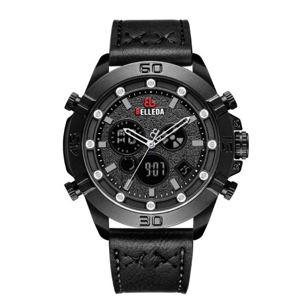 

wristwatches fashion luxury belleda brand mens sports analog black leather band quartz rose gold watch men watches casual, Slivery;brown