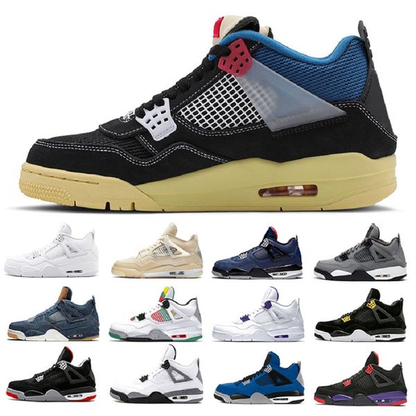 

union x noir 4 4s denim men basketball shoes women wings white cement bred cool grey royalty mens sports sneakers 5.5-13