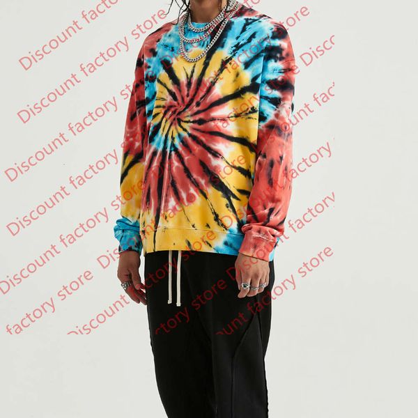 

oversize multicolor tie-dye sweatshirt crewneck collar pullover cotton terry, Black