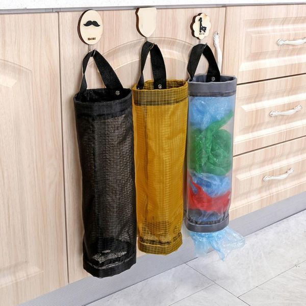

home grocery bag holder wall mount plastic bag holder dispenser hanging storage trash garbage kitchen garbage organizer