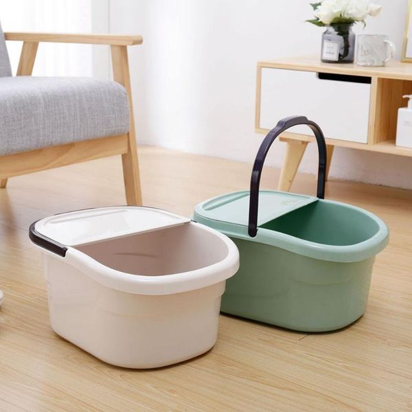 

1pc plastic bucket with handle foot bath bucket bathroom foot wash basin laundry buckets portable water container large size