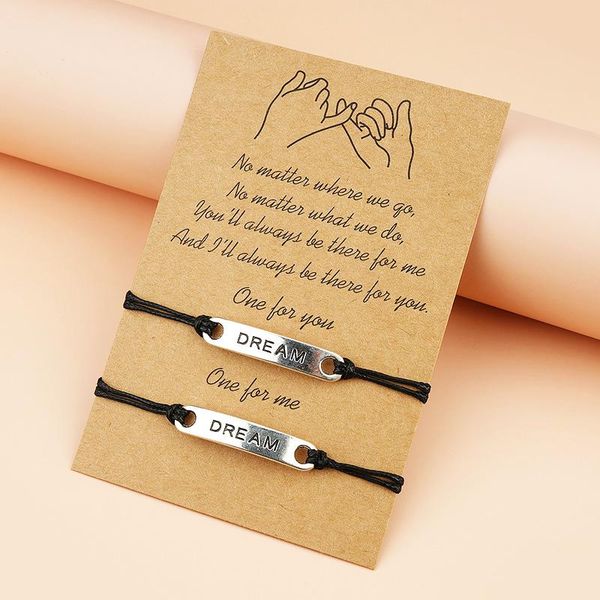 

charm bracelets trendy letter metal plate bracelet dumbbell for men women leather rope chain couple wrist jewelry, Golden;silver