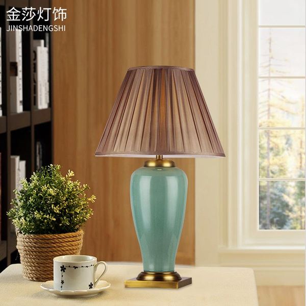 

american simple modern ceramic table lamp for living room study bedroom bedside lamp wedding night light home decorative lamps