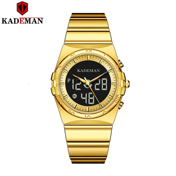 

watches kademan 2021 men luxury brand chronograph sports waterproof full steel quartz relogio masculino, Slivery;brown