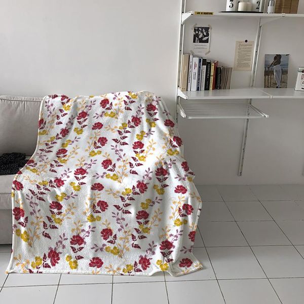 

plant flowers leaves throw blanket picnic travel blanket portable soft bedspread microfiber flannel blankets for beds