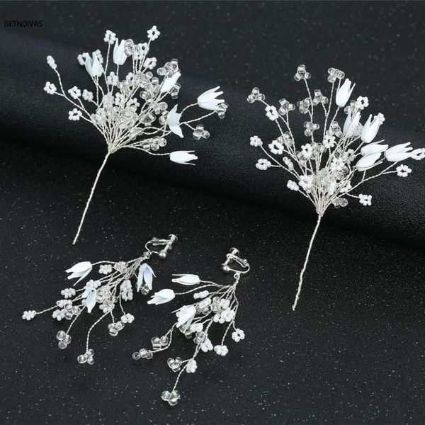 

hair clips & barrettes bride wedding pins set with ear clip flower bridal headpieces leaves handmade pearl alloy accessories jewelry sl, Golden;silver