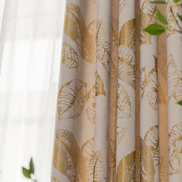 

fashion modern minimalist leaf jacquard blackout curtains for living room and bedroom curtains